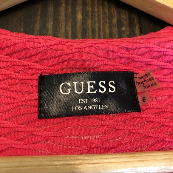 Guess Red Sleeveless A-Line Pleated Dress Women’s Size 6 Midi Minimalist Stretch - Picture 2 of 11